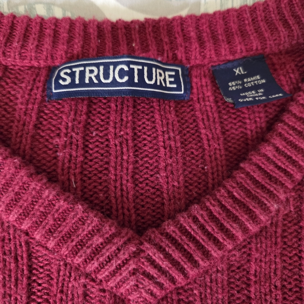 Structure Burgundy V-Neck Knit